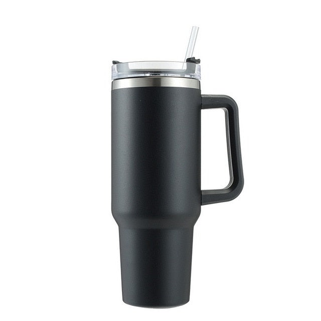 stanley quencher flowstate vacuum insulated tumbler thermos with handle and straw black color