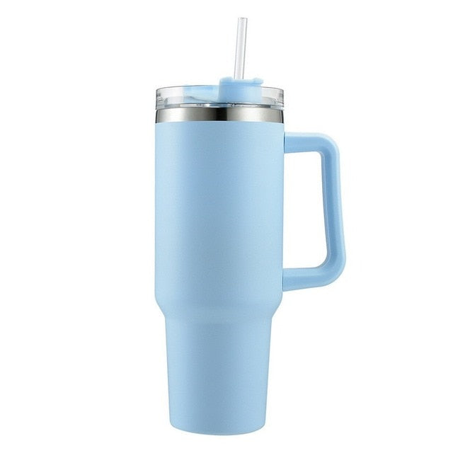 stanley quencher flowstate vacuum insulated tumbler thermos with handle and straw blue color