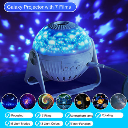 Galaxy Projector Night Lights, 7-in-1 Bedroom Projector, Planetarium 360°, Immersive Starry Night