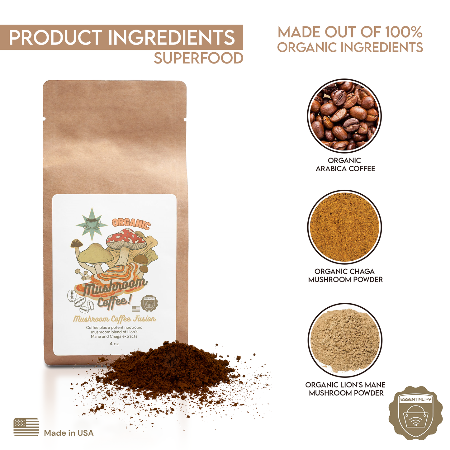 Essentialify's Mushroom Superfoods #2 Multi-Pack