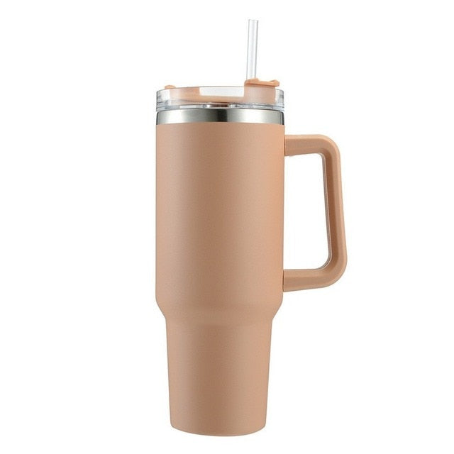 stanley quencher flowstate vacuum insulated tumbler thermos with handle and straw kaki color