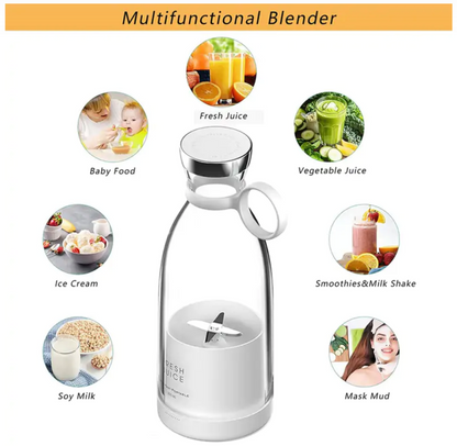 Multifunctional portable juice blender to make fresh juice, baby food, ice cream, soy milk, vegetable juice, smoothies and milk shakes, mask mud. Fresh Juice Portable Blender with a sleek design, ideal for blending fruits and veggies for energizing drinks