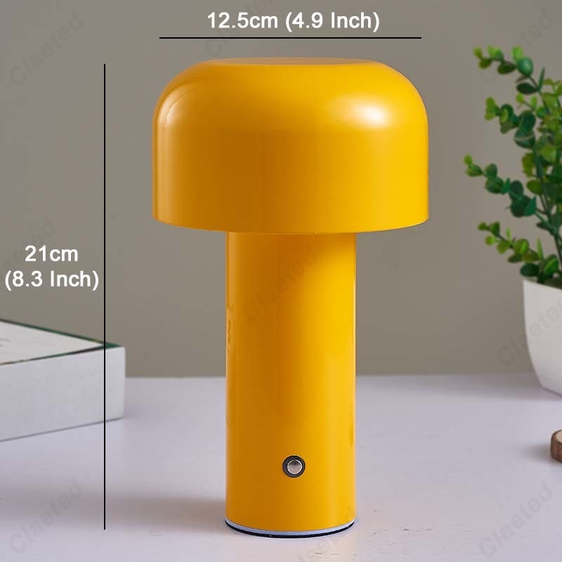 Italian Designer Mushroom Table Lamp | Portable & Cordless | Rechargeable Night Light | Touch Sensor | 15-20 Hours of Illumination