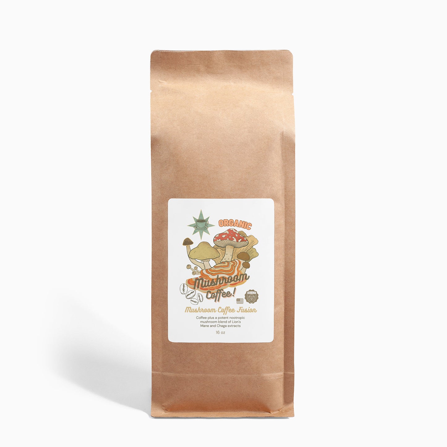 Mushroom Coffee Organic Superfood | Premium Lion's Mane & Chaga | Made in USA | 16oz