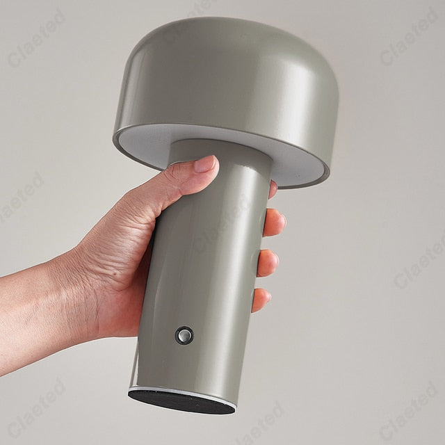 Italian Designer Mushroom Table Lamp | Portable & Cordless | Rechargeable Night Light | Touch Sensor | 15-20 Hours of Illumination