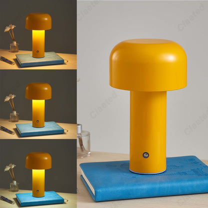 Italian Designer Mushroom Table Lamp | Portable & Cordless | Rechargeable Night Light | Touch Sensor | 15-20 Hours of Illumination